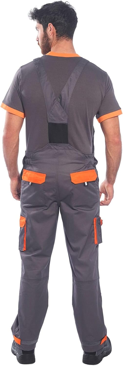 Portwest TX12 Herren Texo Kontrast Latzhose Arbeitslatzhose schwarzgrau XL, schwarzgrau XL
