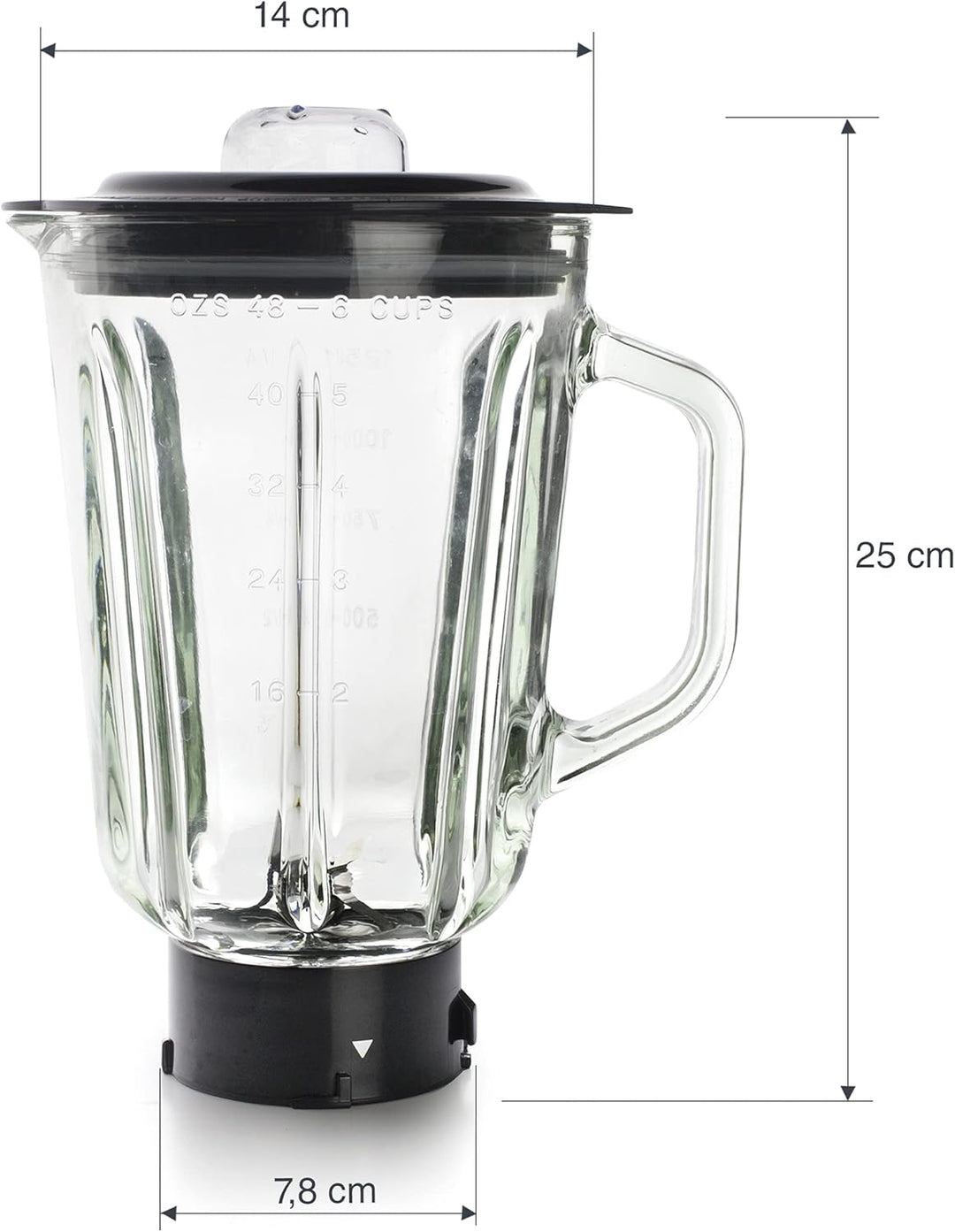 Lacor 69684 Mixbecher komplett mit Glasbehälter, ideal für Säfte, Smoothies und Cremes, 4 Klingen, l