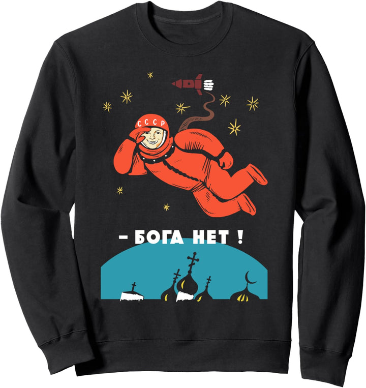 Es gibt keinen Gott Grafik Retro Atheist Yuri Gagarin Space Sweatshirt