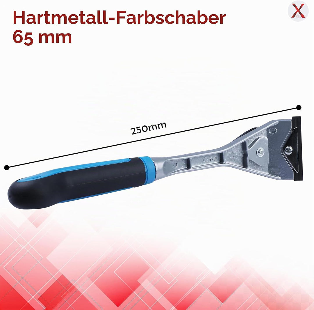 Hartmetall-Farbschaber mit 60 mm zweischneidigen Wolframkarbid-Klingen, weicher Griff, Holzschaber z