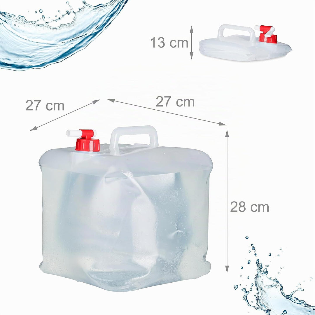 Relaxdays Faltkanister 4er Set, 15 l, Hahn, Schraubdeckel, Tragegriff, Wasserkanister Camping, BPA-f