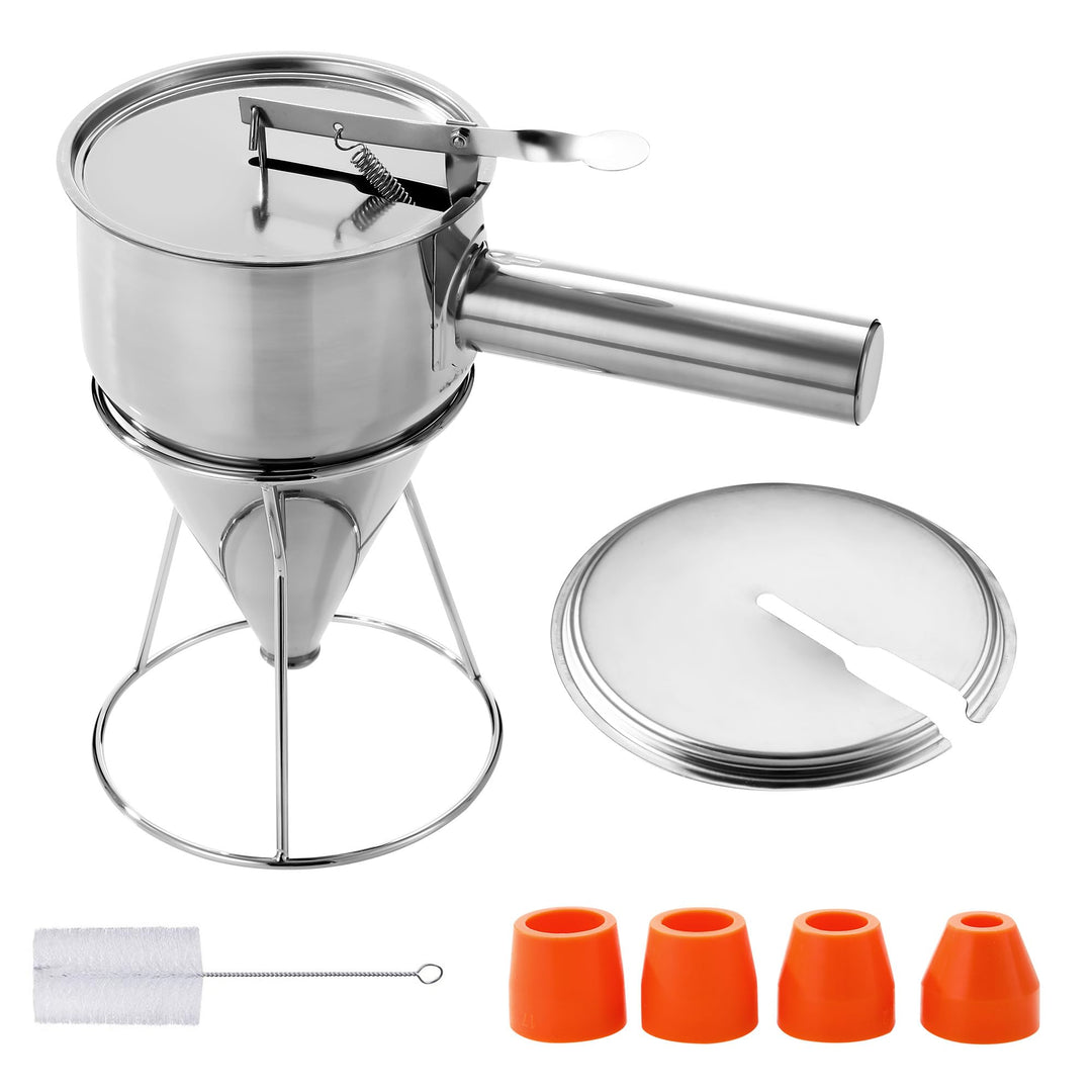 Teigspender Teigportionierer,Pfannkuchen Teigspender 1200ml,Edelstahl Teigspender mit Ständer,Wird m
