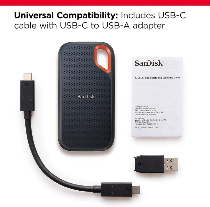 SanDisk Extreme 1 TB Portable SSD (tragbare NVMe SSD, USB-C, bis zu 1.050 MB/s Lesegeschwindigkeit u