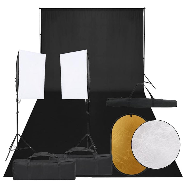 Mangloder Fotostudio-Set mit Beleuchtung, Hintergrund und Reflektor für professionelle Studiofotogra