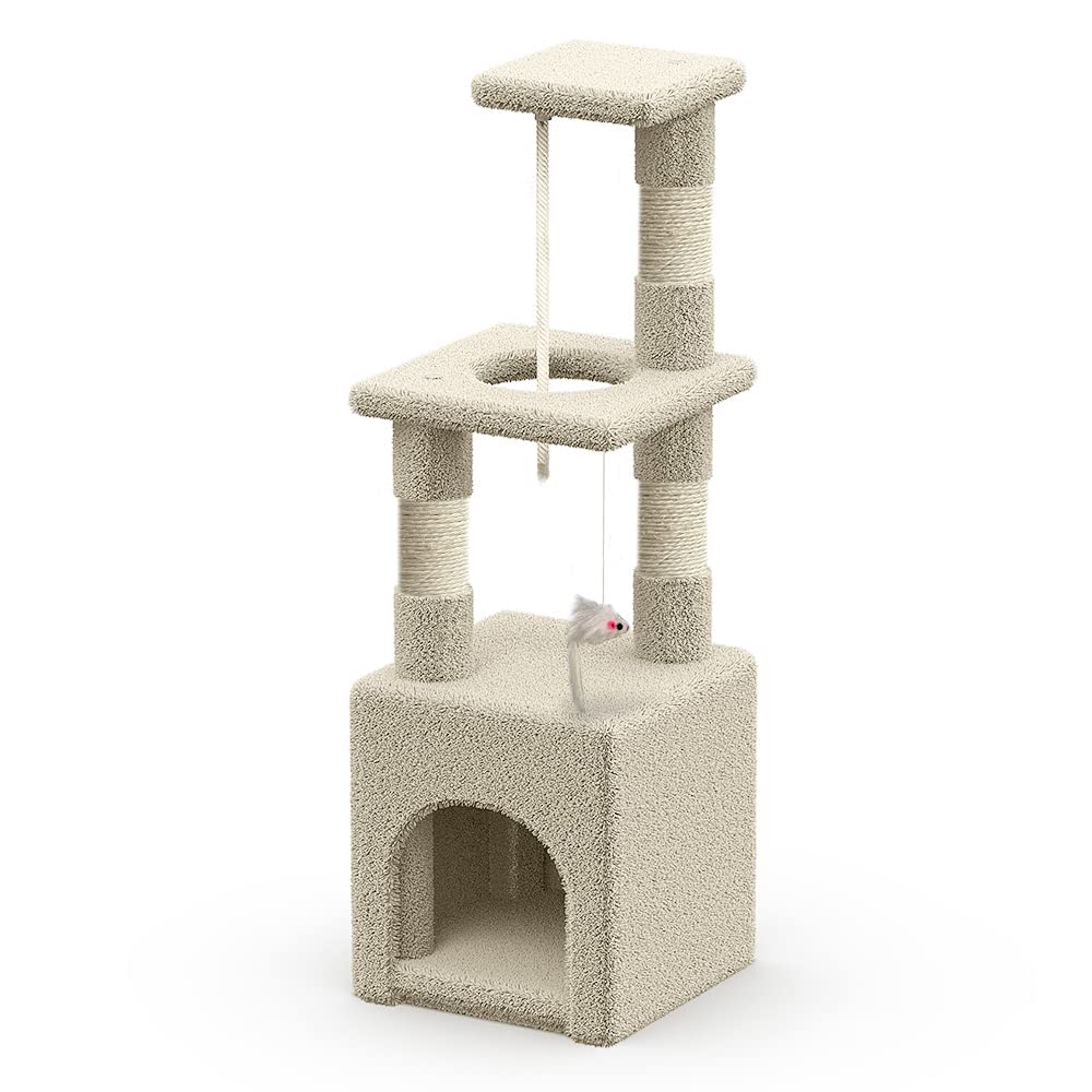 VOUNOT Kratzbaum Klein, Katzenbaum für Katzen, Stabil Katzenkratzbaum mit Plattform, Höhle, Sisal-St