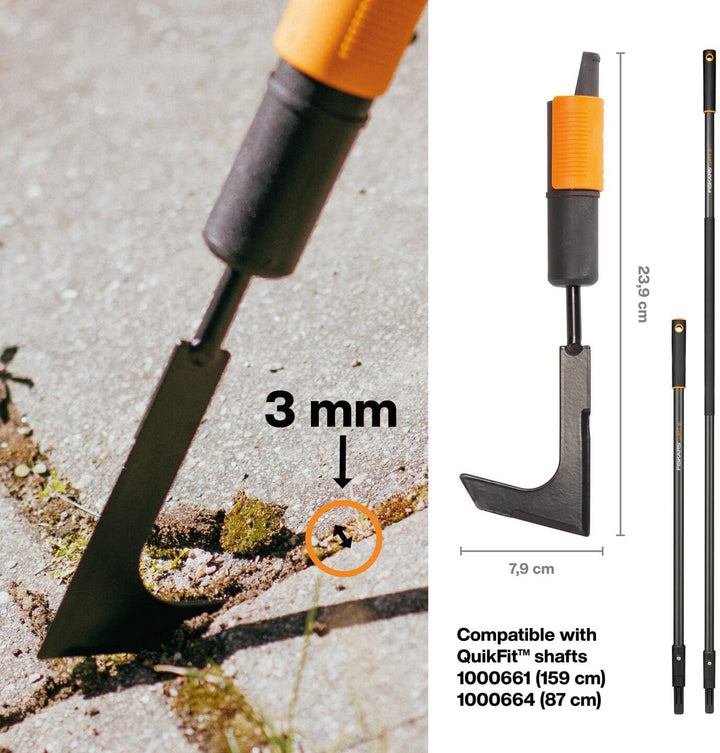 Fiskars Fugenkratzer, Fugenreiniger, Gerätekopf, Länge: 25 cm, Breite: 7 cm, Stahl-Klinge, Schwarz/O