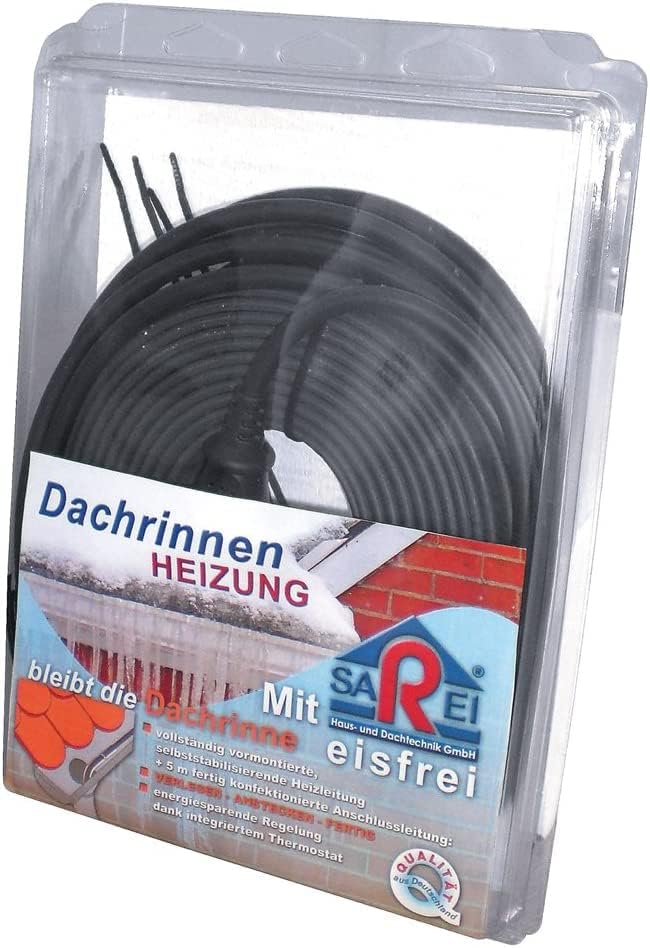 Sarei Dachrinnenheizung zum Frostschutz | Wasserfeste Rohrbegleitheizung | Heizkabel mit 20m Länge |