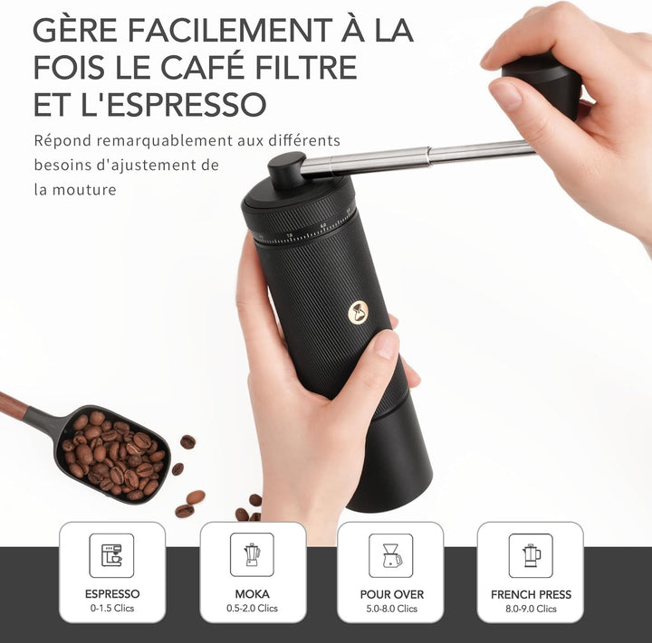 Manuelle Kaffeemühle S3 TIMEMORE, Numerisch Einstellbare Feinheit, Klappgriff, Upgrade Integriertes
