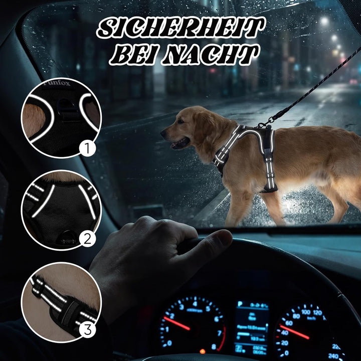 Funfox Hundegeschirr Grosse Hunde, Anti Zug Brustgeschirr Verstellbares Geschirr Hund, Antiziehgesch