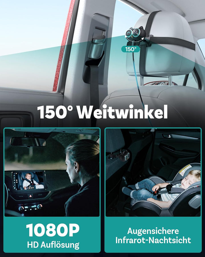 OTTOCAST Cabin Care 2026, 2-in-1 Wireless CarPlay Adapter & Baby Auto Kamera, 1080P HD Rücksitzüberw