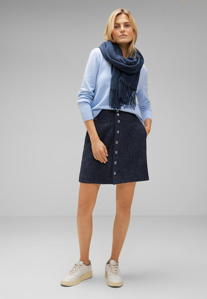 Street One Damen A-Shape_solid Bouclè Rock 36W Deep Blue (Blau), 36W Deep Blue (Blau)