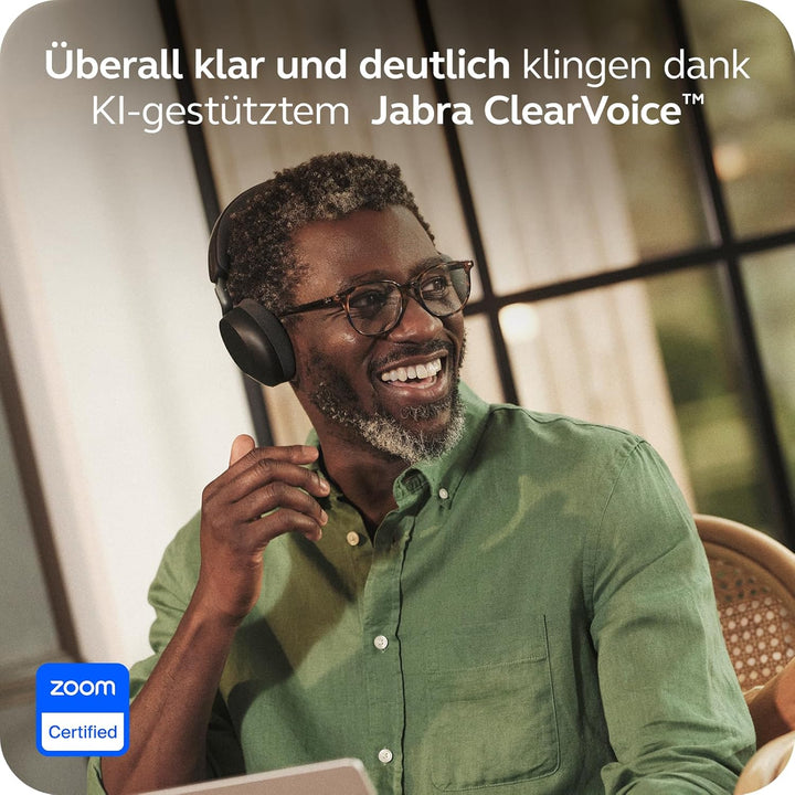 Jabra Evolve3 75 On-Ear Bluetooth Headset kabellos mit Mikrofon & Ladestation für Büro, USB-A, KI-Sp