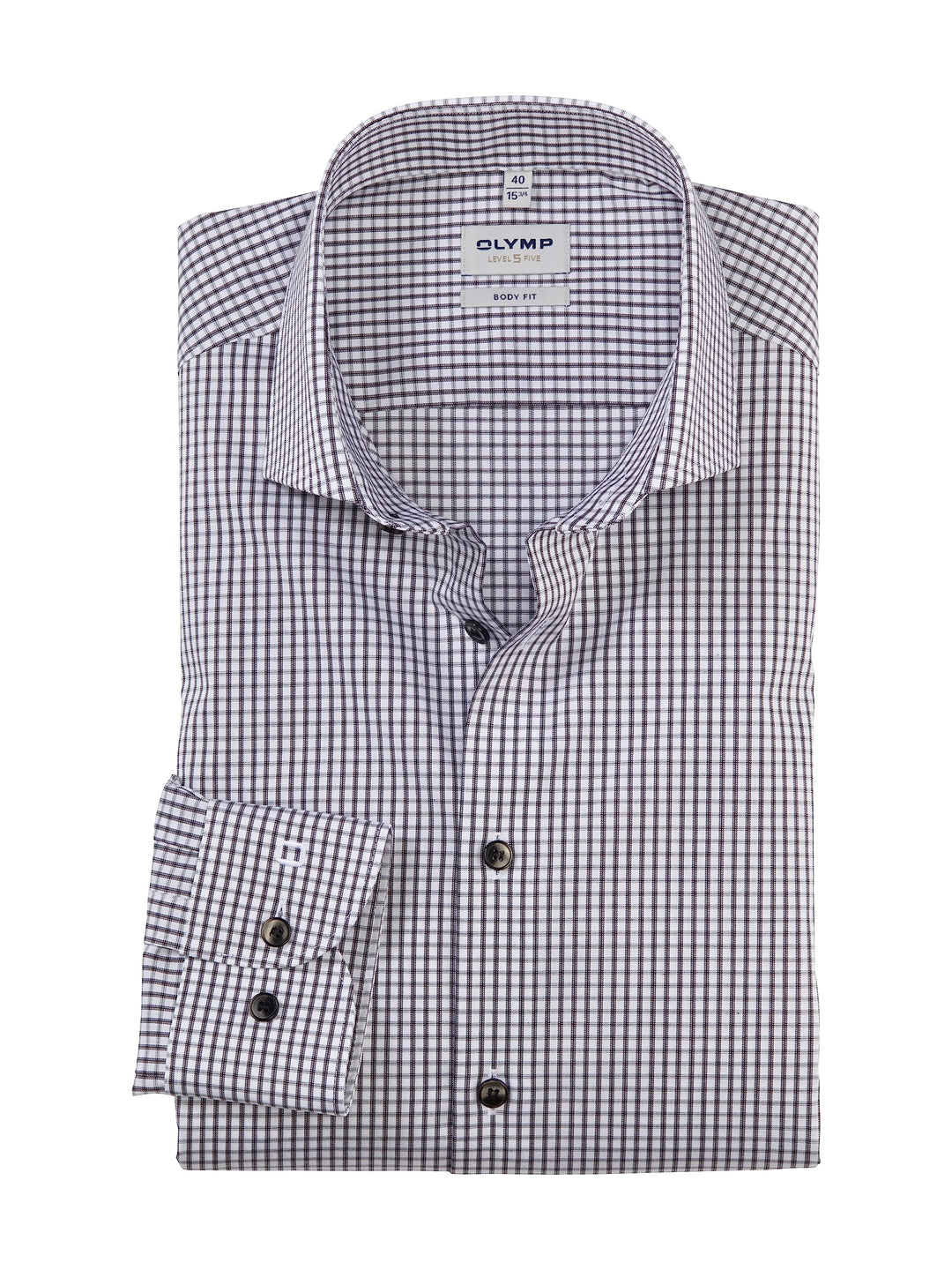 OLYMP Herren Businesshemd Langarm Level Five,Gitter Karo,Body fit,Royal Kent 44 Schwarz 68, 44 Schwa