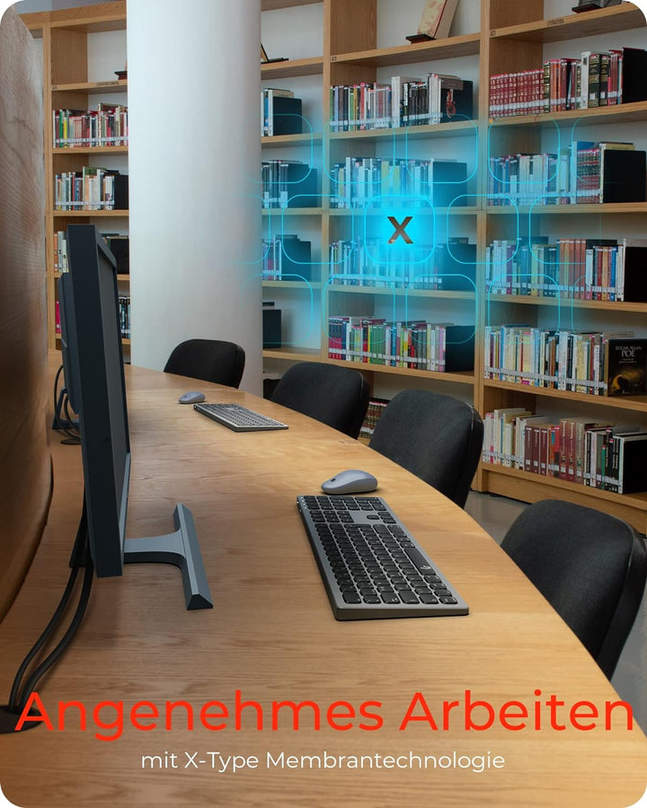 KeySonic Kabellose Bluetooth-Tastatur für Windows/MacOS/Android, Deutsches QWERTZ-Layout, Schwarz