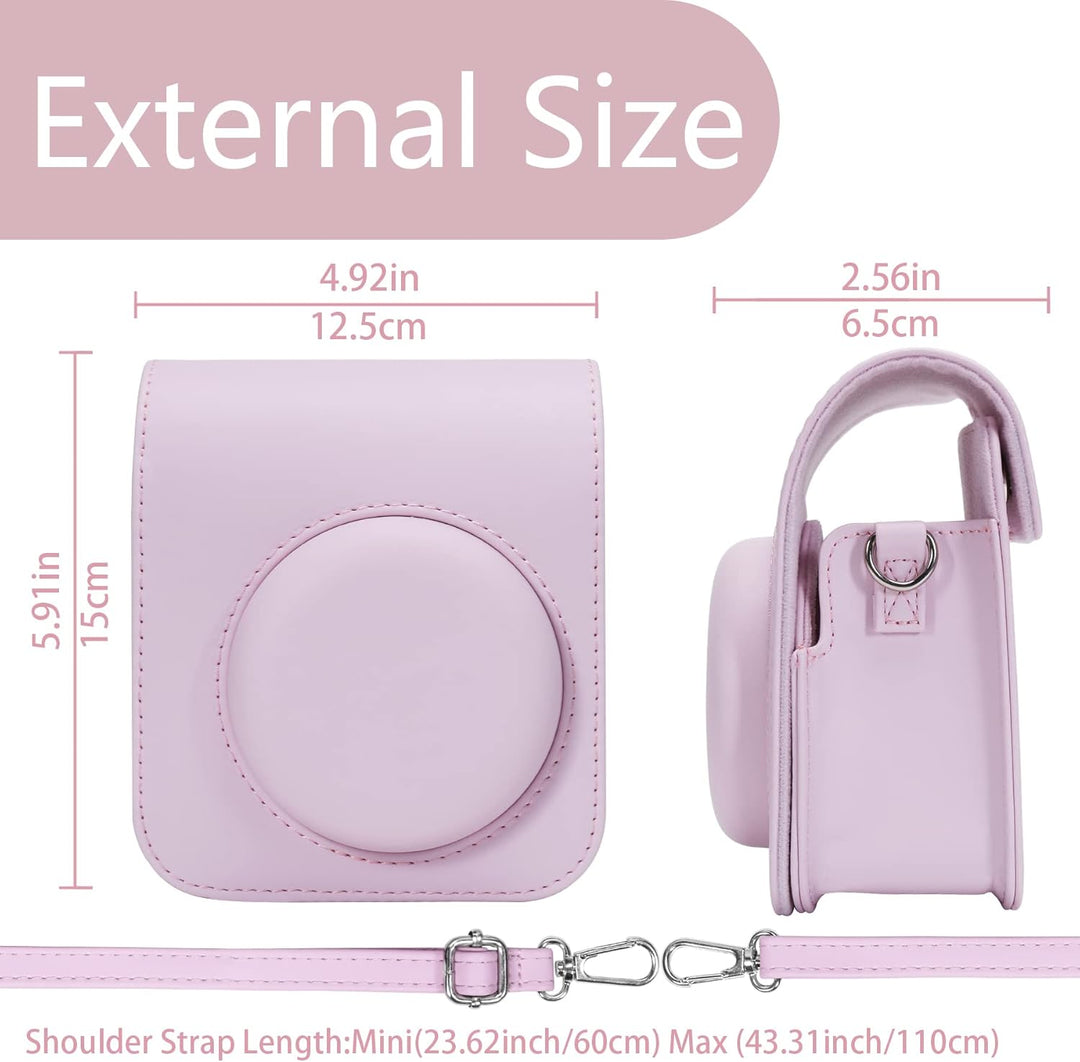 Aenllosi PU Leder Tasche Schutzhülle für Fujifilm Instax Mini 12/Mini 11 Sofortbildkamera Reisetasch