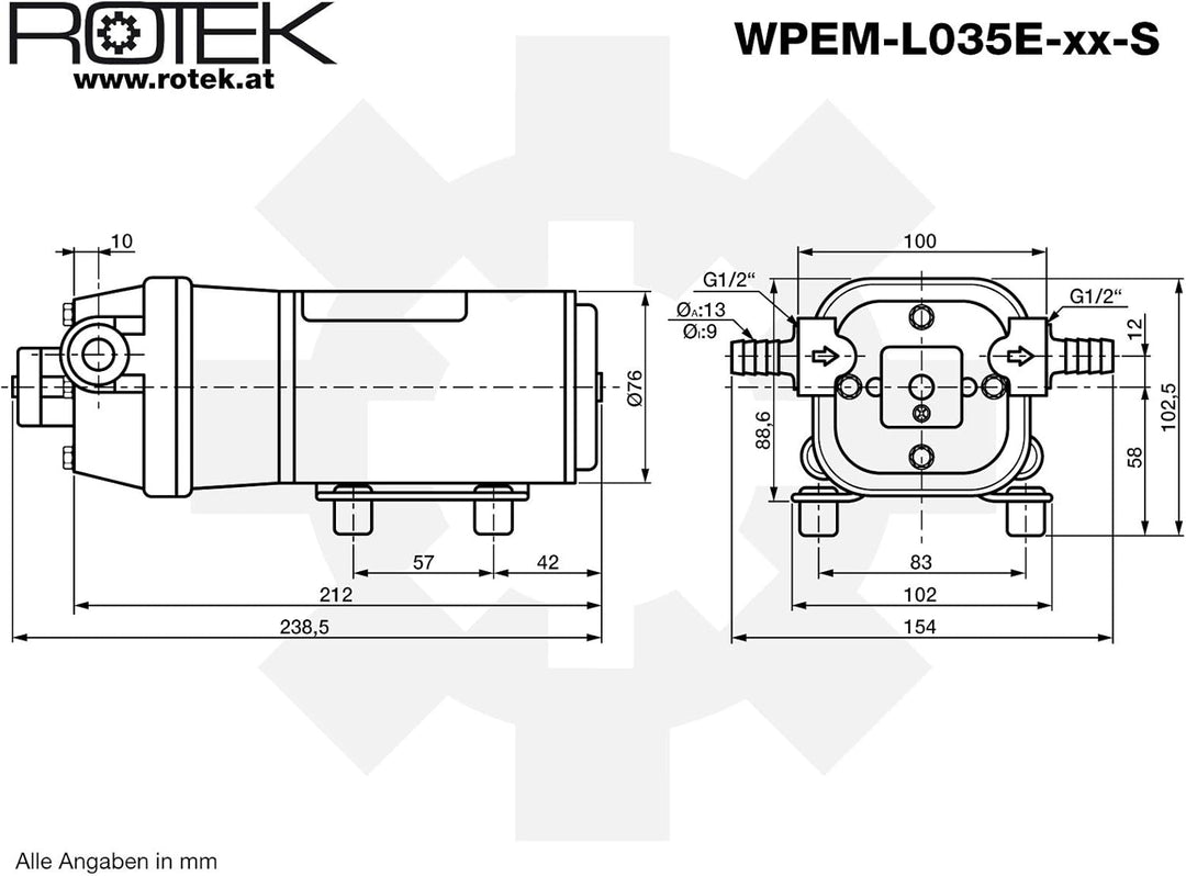 Mini-Membranpumpe mit 24V Gleichstrommotor, WPEM-L035E-24-S, WPEM-L035E-24-S