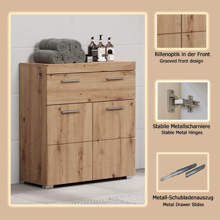 trendteam smart living - Kommode breit - Bad - Amanda - Aufbaumass (BxHxT) 73 x 79 x 31 cm - Farbe A