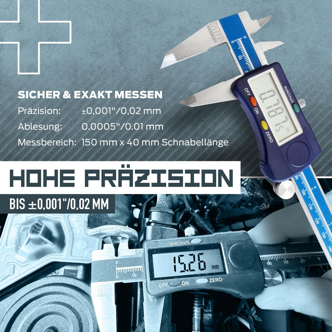 MIB Digitaler Messschieber mit Rolle DIN 862 150mm | Werkzeug für präzise Messungen | Messschieber d