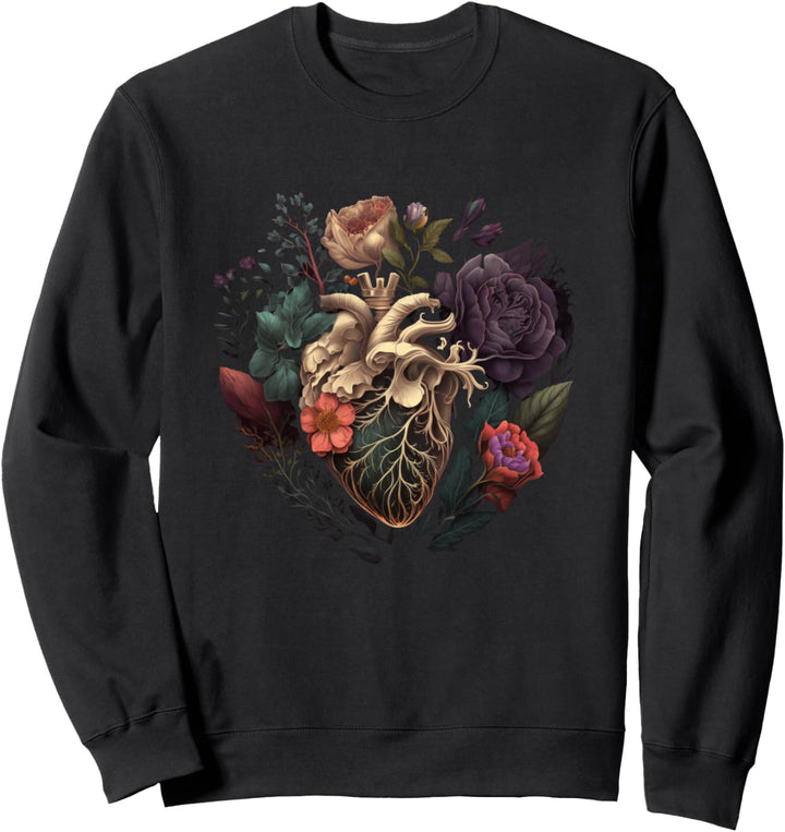 Anatomisches Herz und Blumen für Ihre Liebe Sweatshirt
