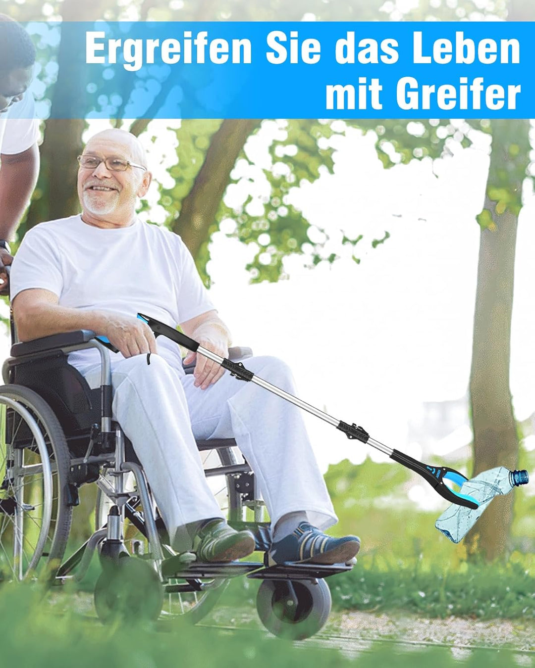 Kekoy Greifzange für Senioren 81cm Aluminium Müllzange, Faltbare Greifer für Senioren, Drehbar Müllg