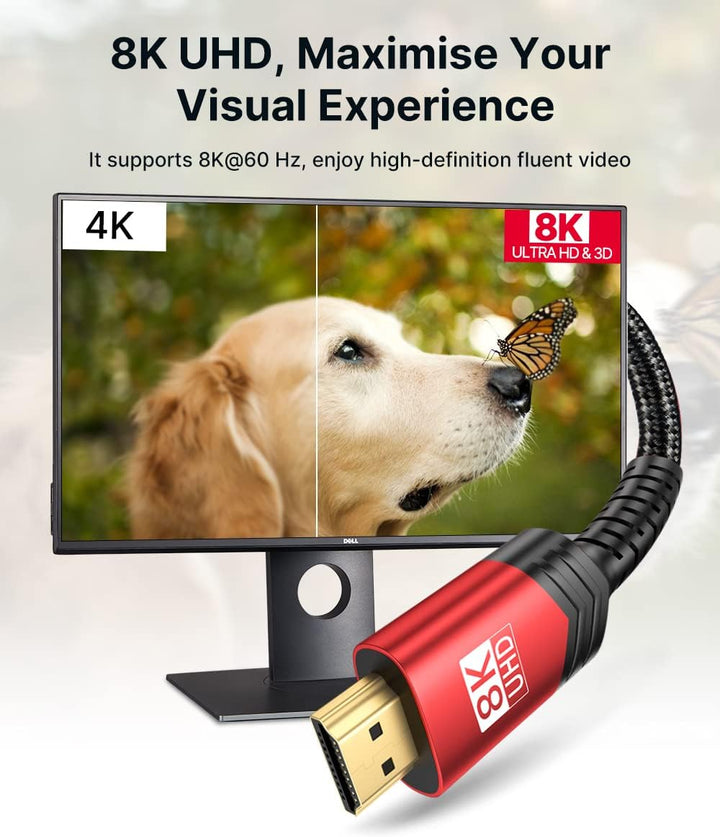 JSAUX 8K HDMI Kabel 5meter 2 Stück, HDMI 2.1 Kabel 48Gbps Highspeed HDMI Kabel, 4K @ 120Hz 144Hz, 8K