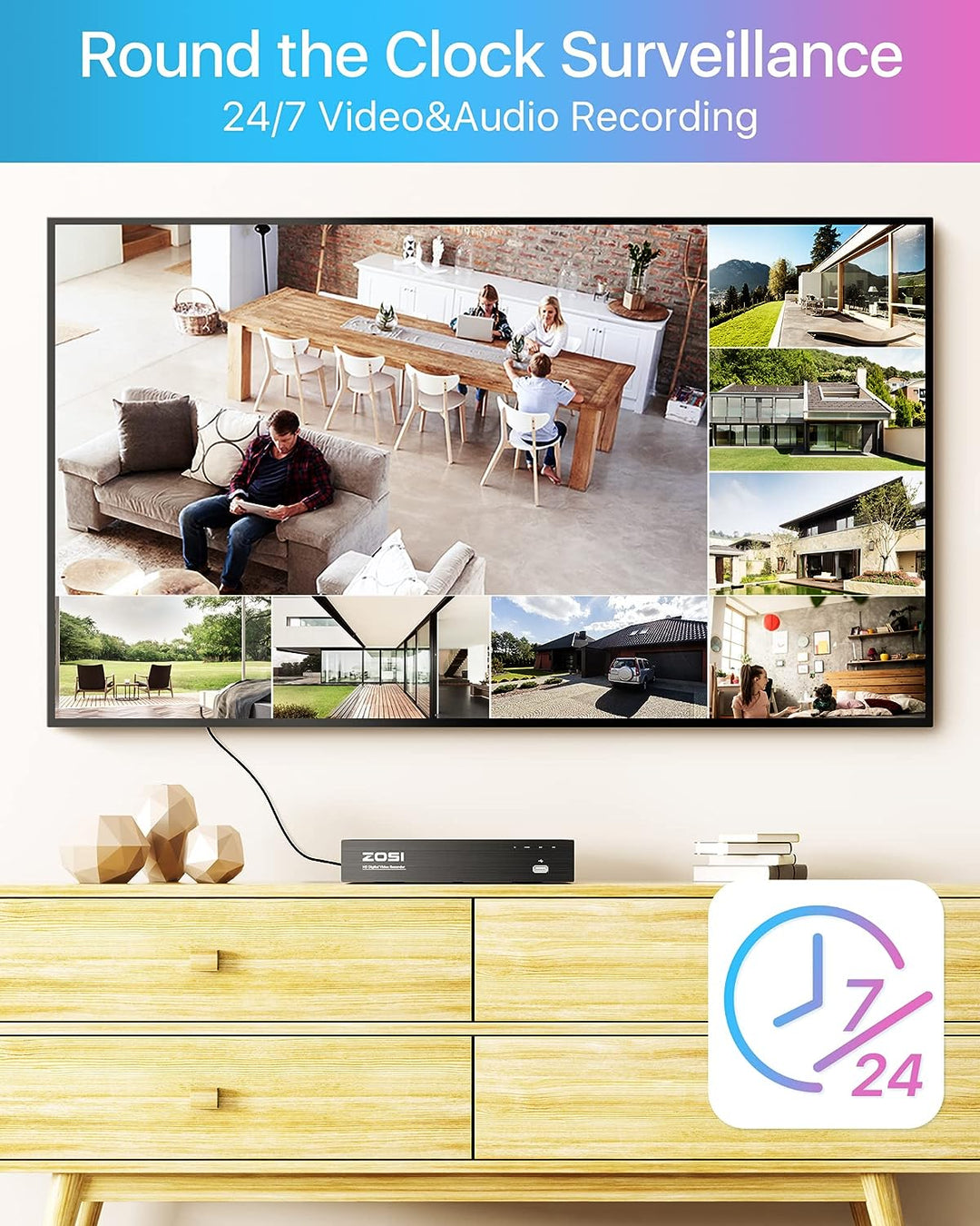 ZOSI 5MP Überwachungskamera Set, 8CH 4K 2TB HDD NVR mit 4X 5MP PoE IP Kamera Videoüberwachung Set, P