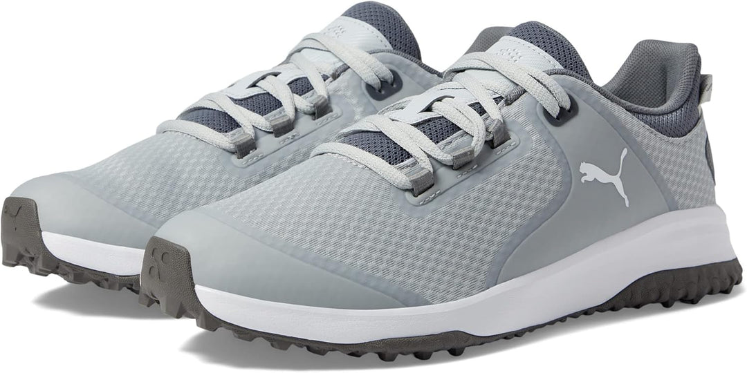 PUMA Herren Fusion Grip Extra Breit Golfschuh 41 EU Weit Flacher Hellgrau Puma Silber Leiser Schirm,