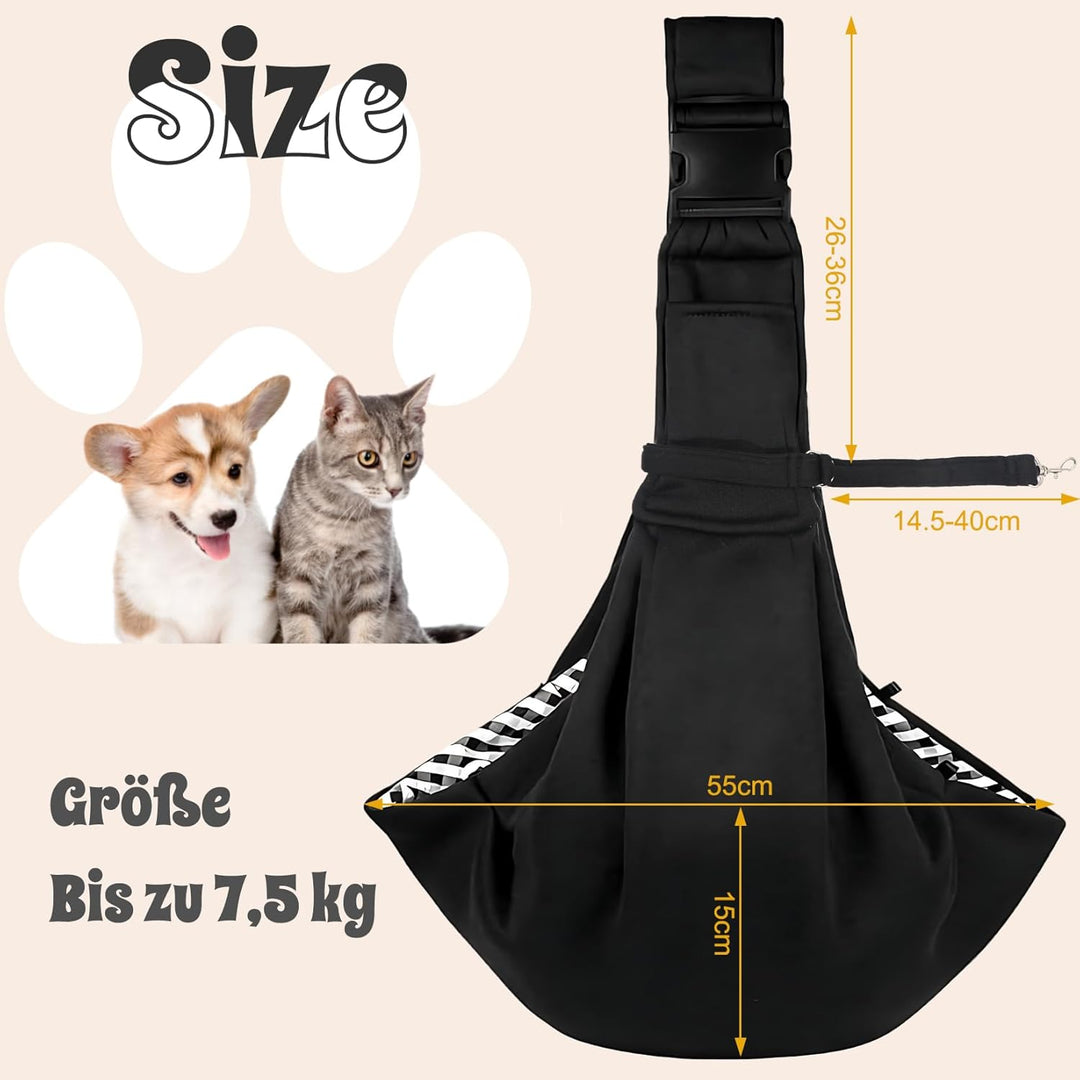 Hundetragetasche, Tragbare Haustier Hundetasche mit Verstellbare Schultergurt und Fronttasche Wendba