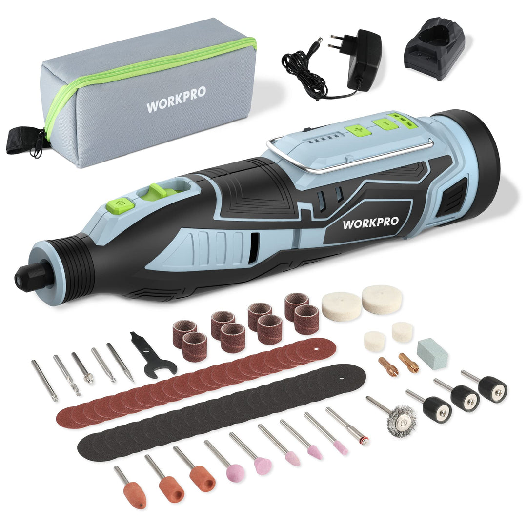 WORKPRO Akku Multifunktionswerkzeug, 12V Drehwerkzeug Set mit 114 Zubehörteilen, 5 Variable Drehzahl