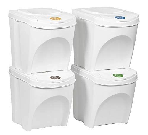 Mülleimer Abfalleimer Mülltrennsystem 100L - 4x25L Behälter Sorti Box Müllsortierer 3 Farben von rg-
