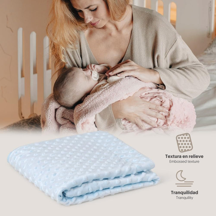 INTERBABY 0881-01 Microfase Babydecke 80 X 110 cm, blau, Blau