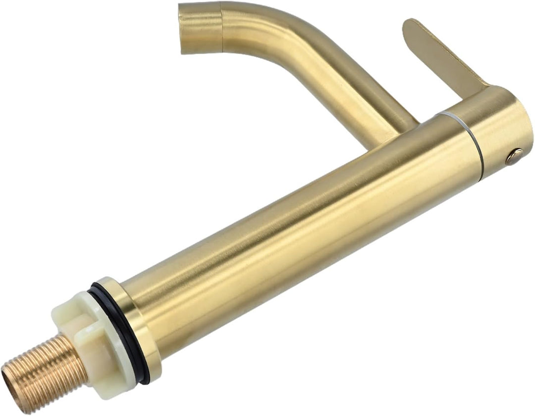 Waschbeckenarmatur, gebürsteter Edelstahl, goldfarben, 23-28 mm, Befestigungslöcher für Waschbecken