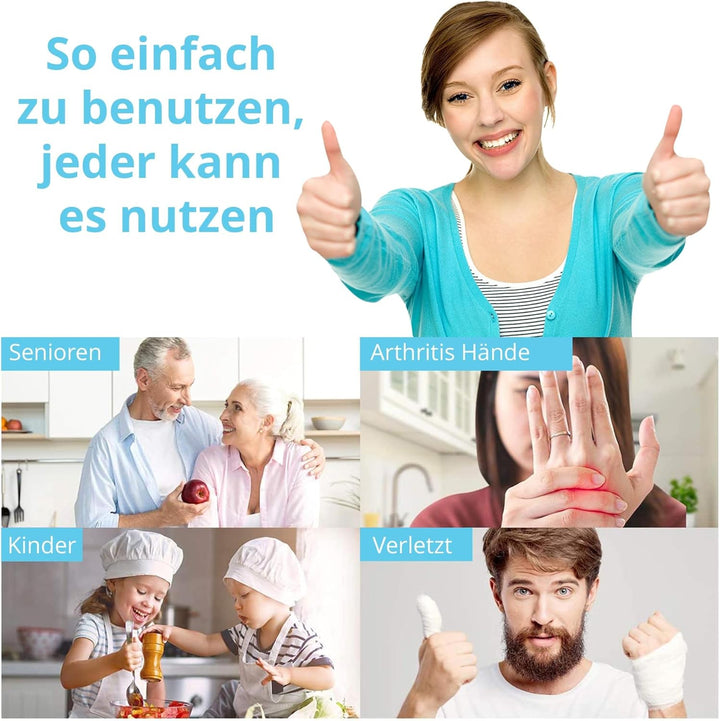 Kitchen Mama Elektrischer Dosenöffner - Konservenöffner mit Start &amp; Stopp Funktion, glatte Kanten, e