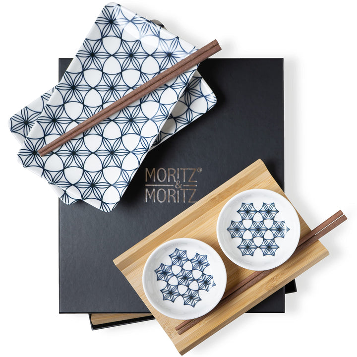 Moritz &amp; Moritz Sushi Geschirr Set für 2 Personen - 10 Teile - Sushi Servierset mit 2x Sushi-Teller,