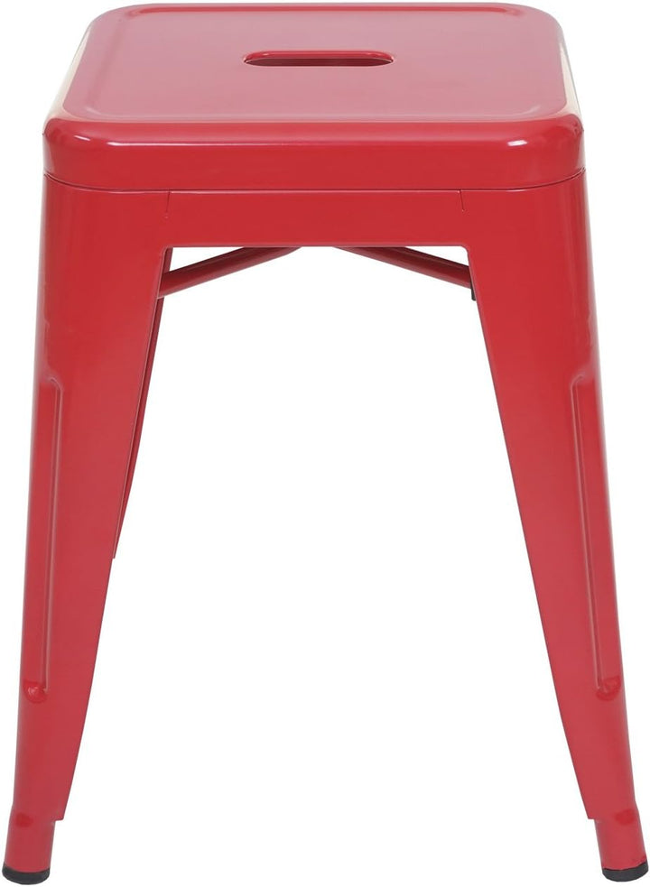 4er-Set Hocker HWC-A73, Metallhocker Sitzhocker, Metall Industriedesign stapelbar - rot