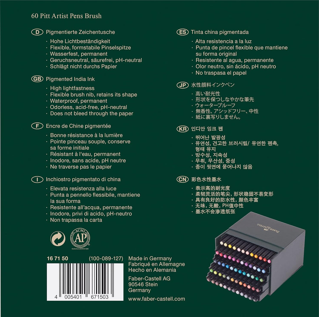 Faber-Castell 167150 PITT Künstlerstift Studiobox 60x Marker 60 stück (1er Pack) Single, 60 stück (1