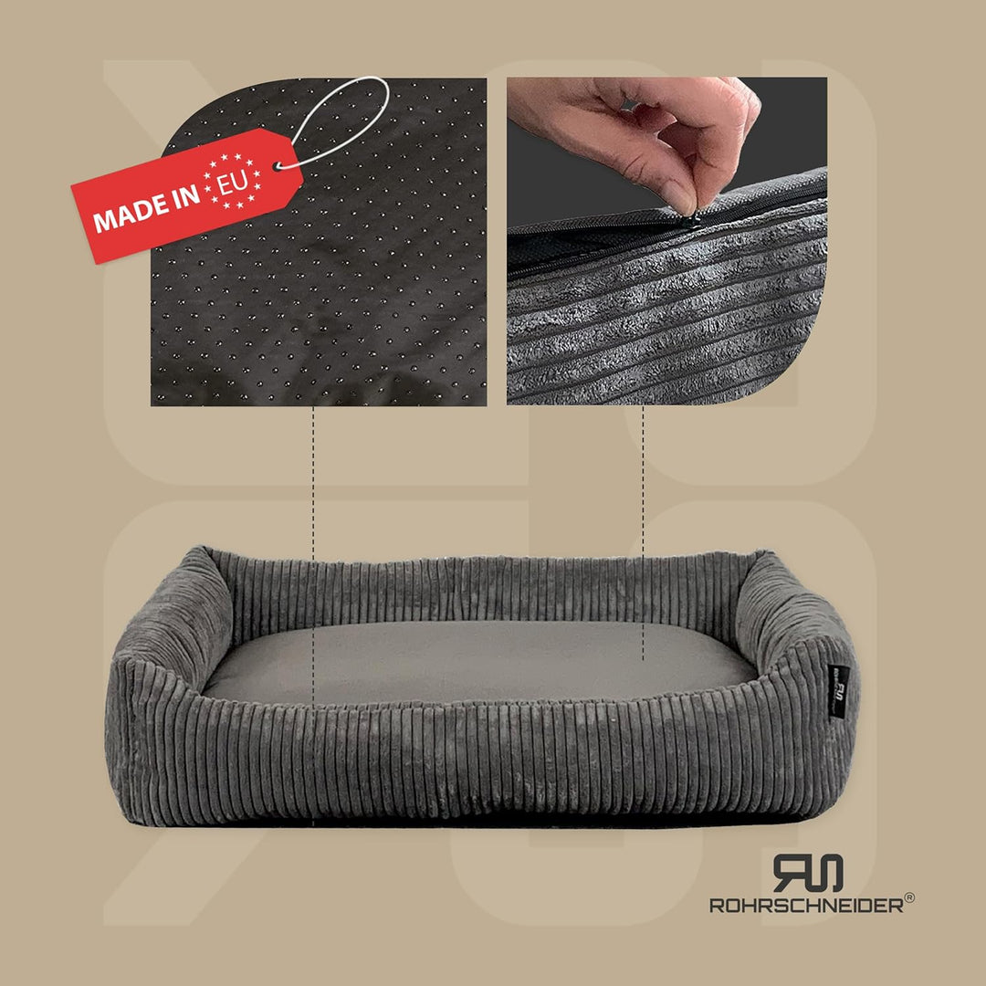 Rohrschneider Katzenbett Cordstoff mit Spielkugelset (Grau, breiter Cordstoff) Grau breiter Cordstof