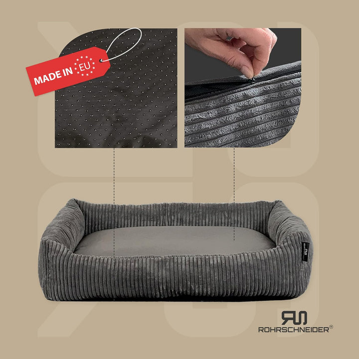Rohrschneider Katzenbett Cordstoff mit Spielkugelset (Grau, breiter Cordstoff) Grau breiter Cordstof