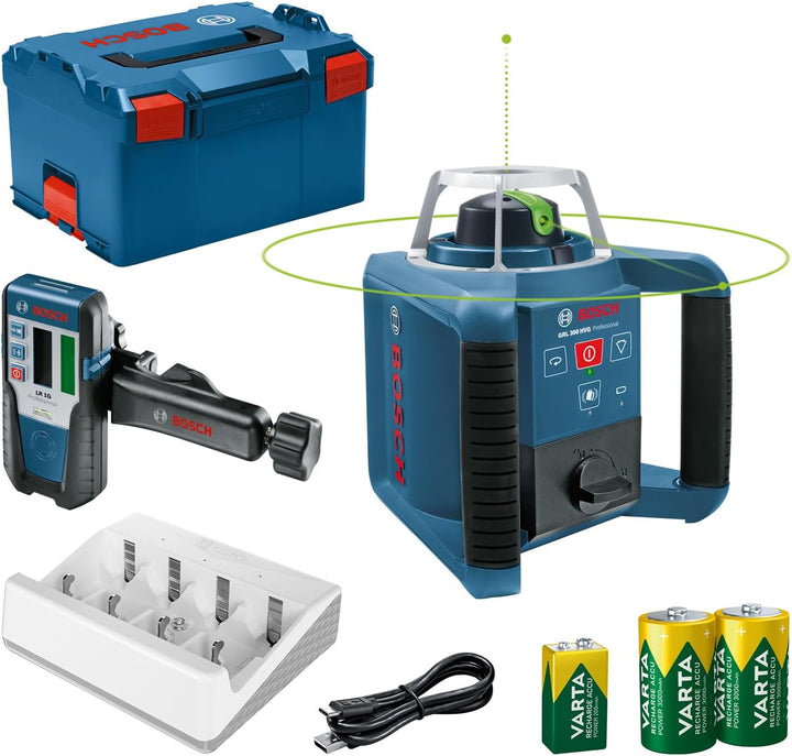 Bosch Professional Rotationslaser GRL 300 HVG (grüner Laser, Laserempfänger LR 1 G, Arbeitsbereich: