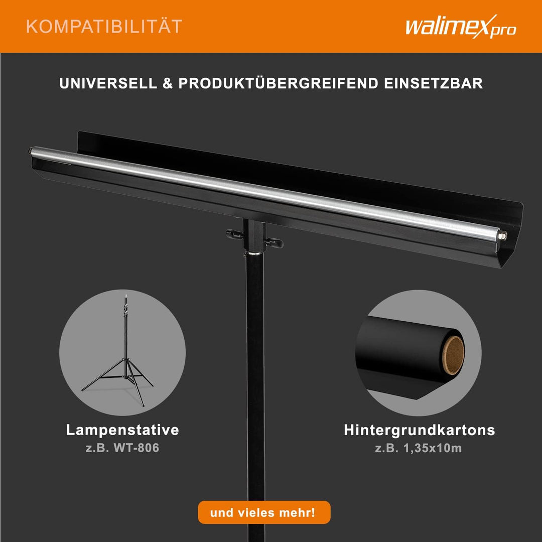 Walimex pro Hintergrund-Halterung für Lampenstative - Flexible Verwendung mit Kartonhintergründen bi