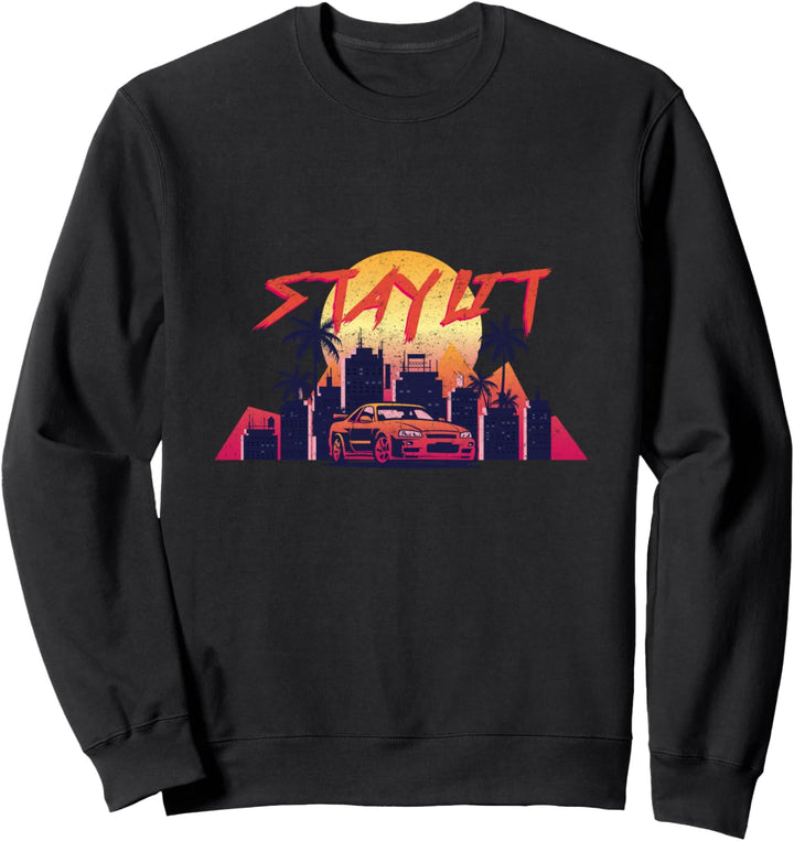 Synthwave Stay Lit Vaporwave Retro Aesthetic Vintage 80s Sweatshirt