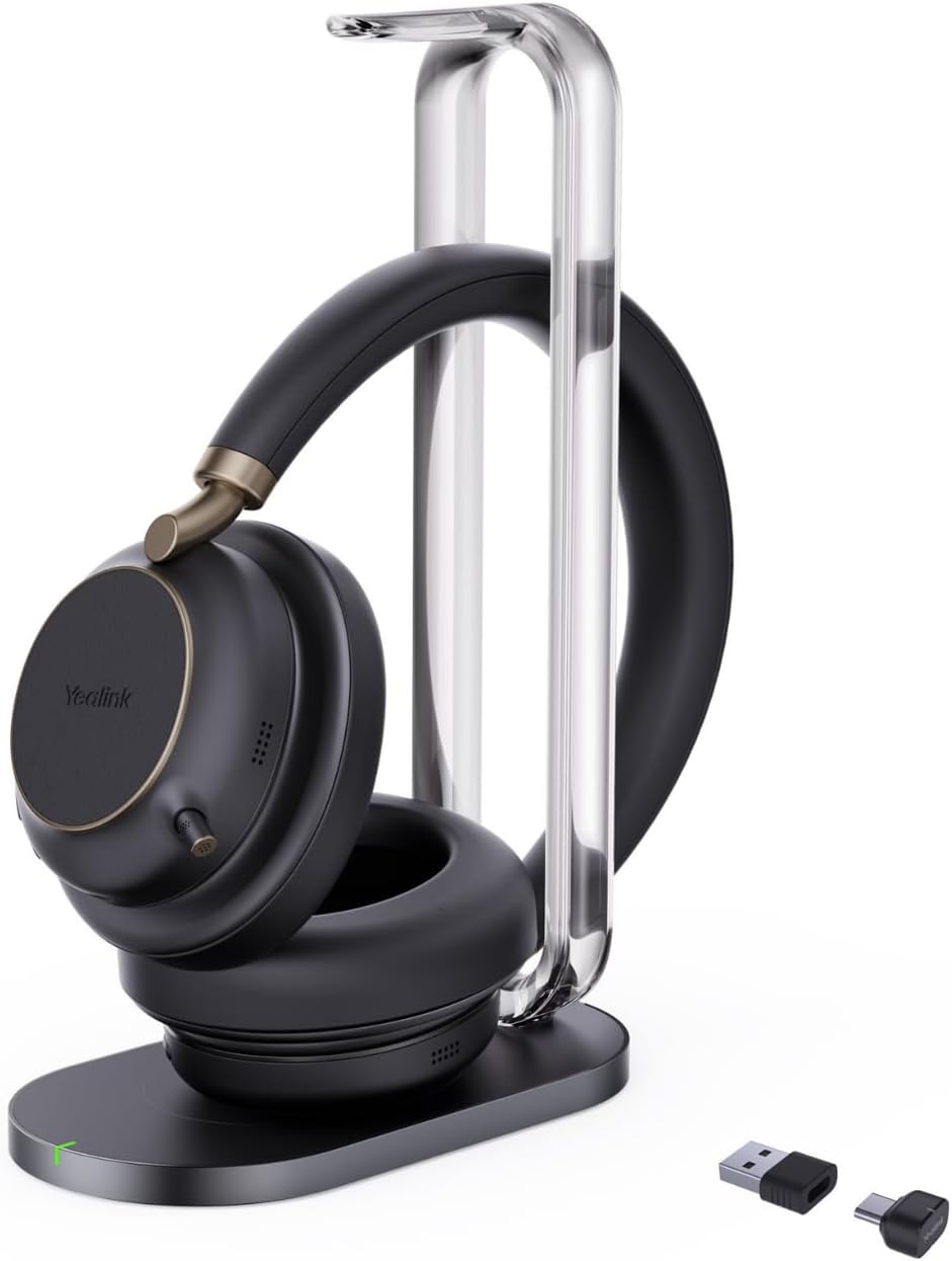 Yealink BH 76 Plus Teams Headset inkl. Ladeständer – Bluetooth, ANC, 40h Akkulaufzeit, USB-C/A, Schw