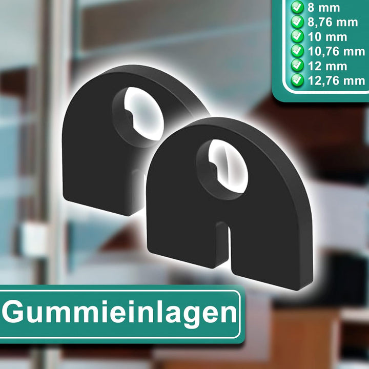 PRIOstahl Glashalter 4 Stück Glasklemmen Klemmhalter Glasplattenhalter 63 x 45 x 30 mm mit Sicherung