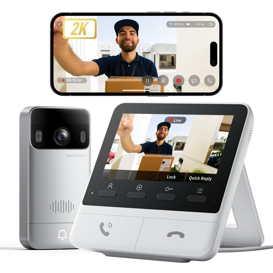 SwitchBot WLAN Türklingel mit Kamera, 2K Video Türklingel mit 4,3 Zoll Farbbildschirm, Smart Türklin