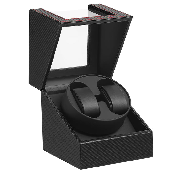 DRAIGERWAY Automatische Uhrenbeweger Box PU Leder Uhrengehäuse mit leisem Motor Batteriebetrieb oder