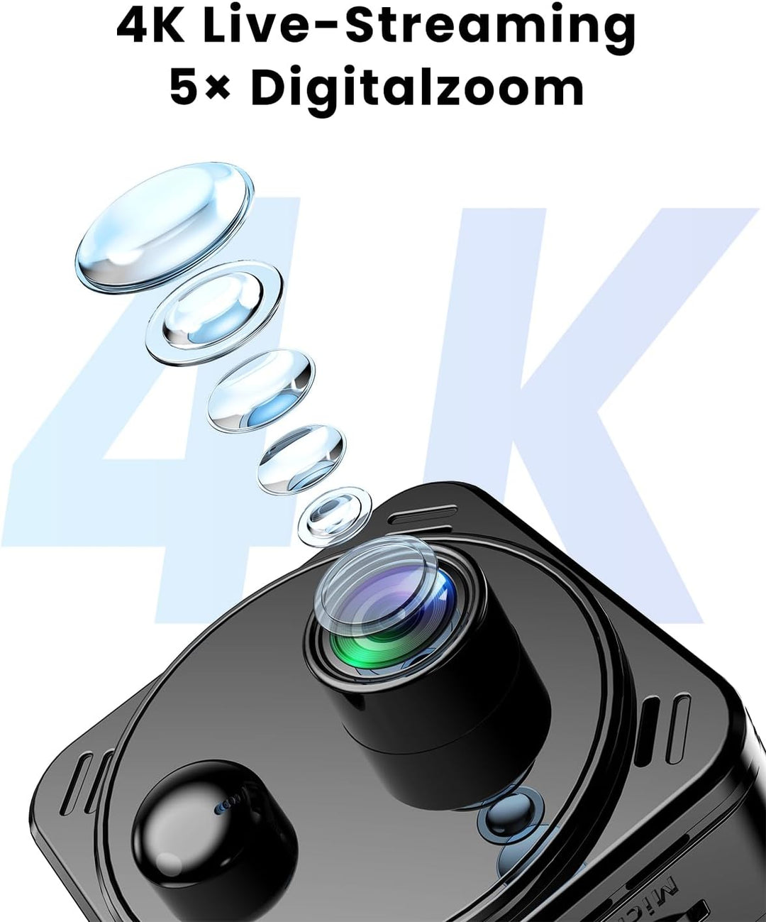 4K Mini Kamera 2,4/5GHz WLAN Überwachungskamera Innen WiFi Camera mit Live Übertragung aufs Handy, P
