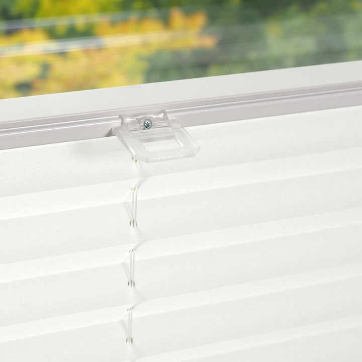 Liedeco® Plissee verspannt mit Klemmträger; 75 x 130 cm weiss (BxH); lichtdurchlässig blickdicht stu