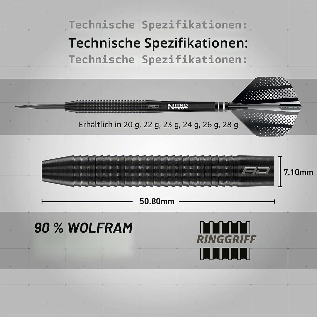 RED DRAGON Razor Edge Series Dartpfeile Tungsten Profi Steel Darts mit Flights und Schäfte 26 g 1, 2