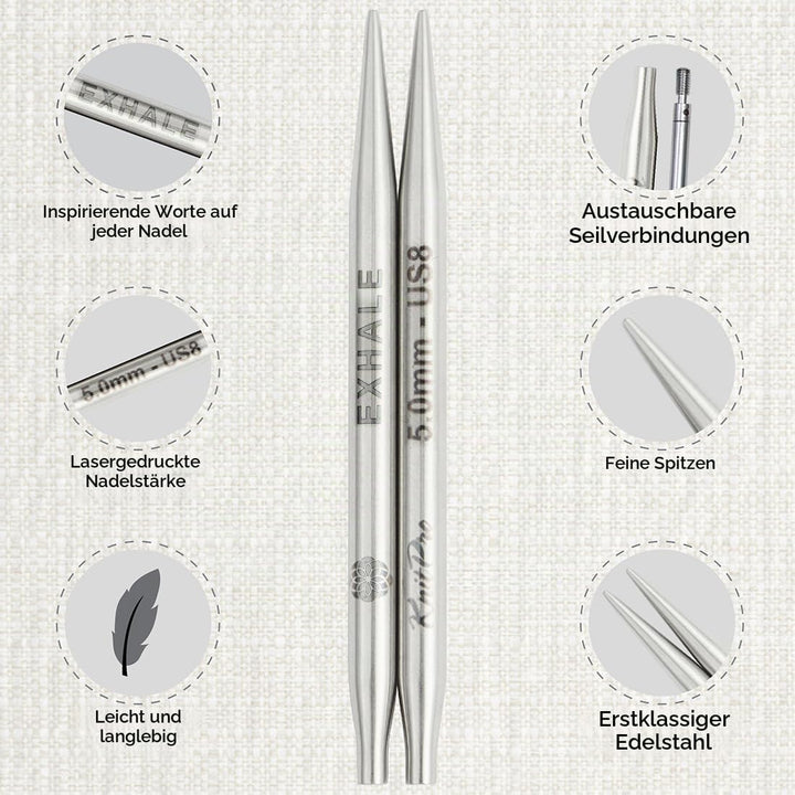 KNITPRO – KnitPro Believe Set mit austauschbaren Nadeln (3–6,00 mm) – 1 Set, K36302, 21x13x4cm Blau