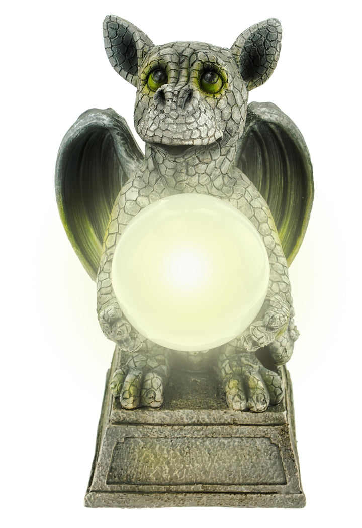 Kremers Schatzkiste Drachenkind mit Solarkugel 30 cm Drache Figur Gartenfigur Solarfigur Dragon Gesc